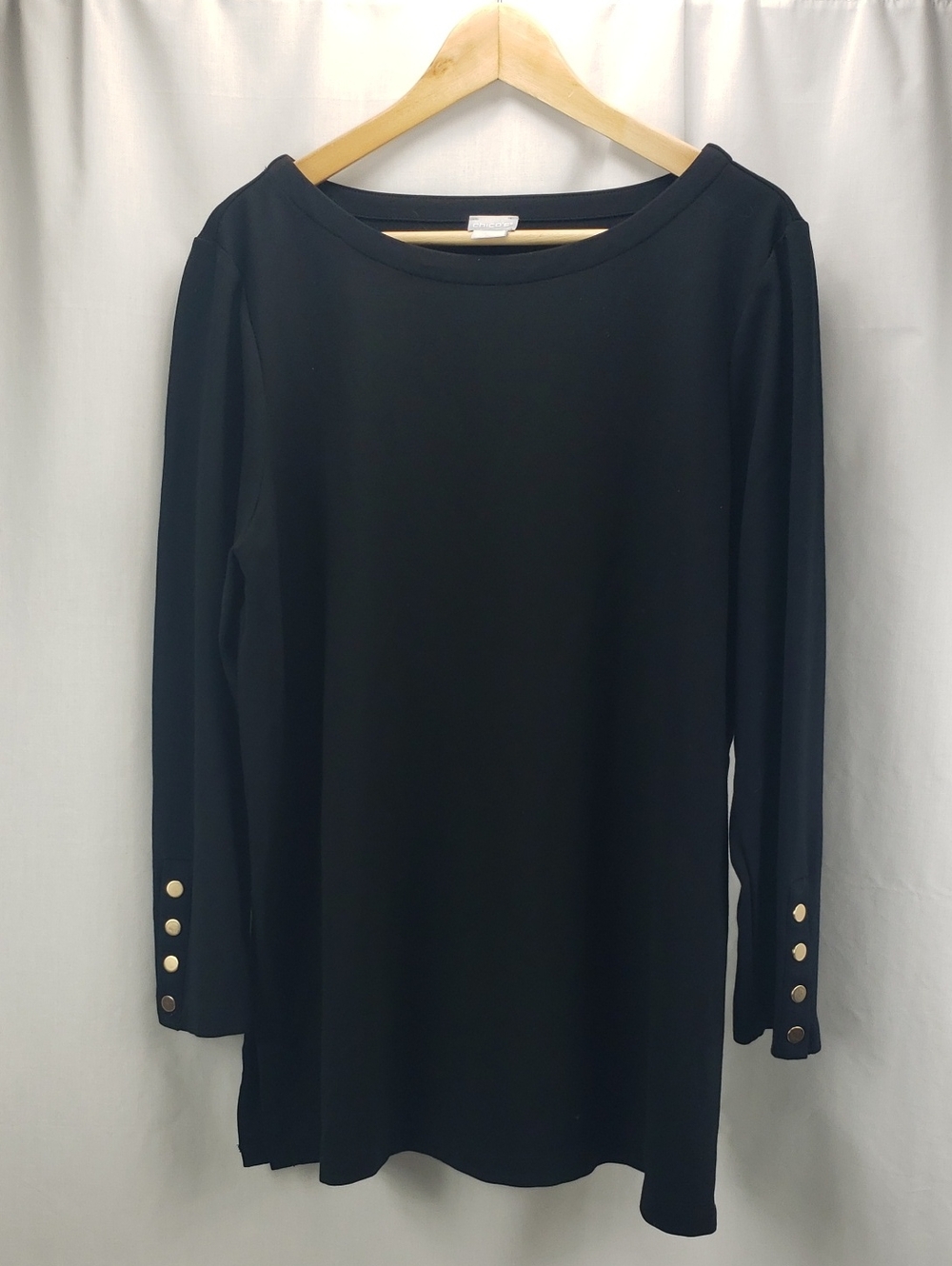 Chico’s Women’s Black Top with 3/4 Sleeve Size 3 (XL)